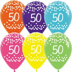 Tropical Assorted 50th Birthday Polka Dots Balloons - 11" Latex (25ct)