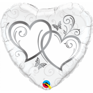 Entwined Silver Hearts Balloon - 18" Foil