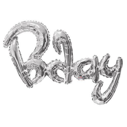 Silver "Bday" Script Phrase Balloon - Foil