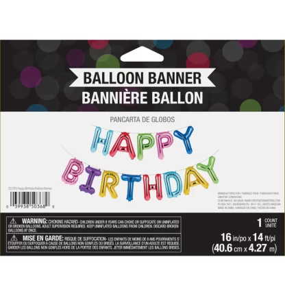 Rainbow 'Happy Birthday' Balloon Banner - (16" x 14ft) Foil