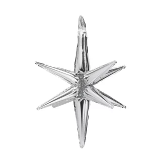 Silver Exploding 3D Star Balloon Air-fill Only - 28" Foil