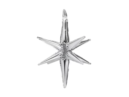 Silver Exploding 3D Star Balloon Air-fill Only - 28" Foil