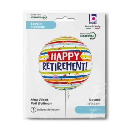 Happy Retirement Stripes Balloon - 18" Foil - Image 2