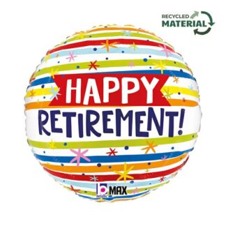 Happy Retirement Stripes Balloon - 18" Foil