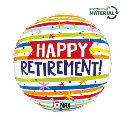 Happy Retirement Stripes Balloon - 18" Foil