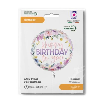 Floral Watercolour Birthday Balloon - 18" Foil - Image 2