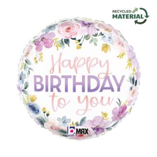 Floral Watercolour Birthday Balloon - 18" Foil
