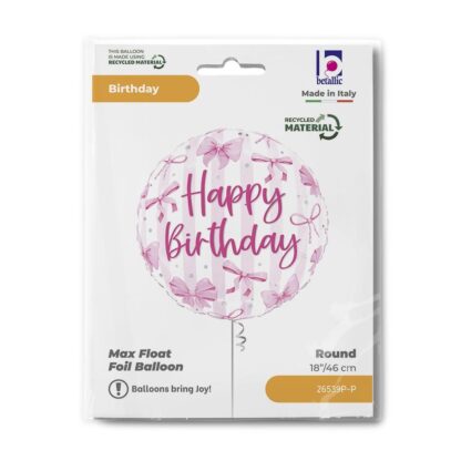 Pretty Pink Bow Birthday Balloon - 18" Foil - Image 2