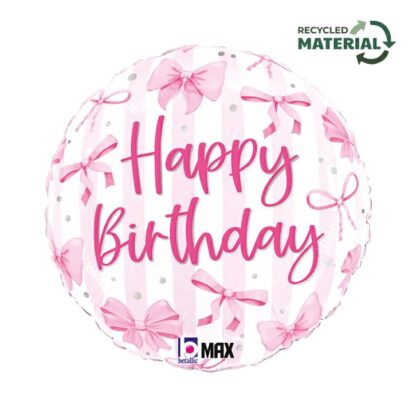 Pretty Pink Bow Birthday Balloon - 18" Foil