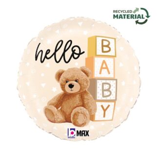 Hello Baby Teddy Bear Balloon - Foil 18"