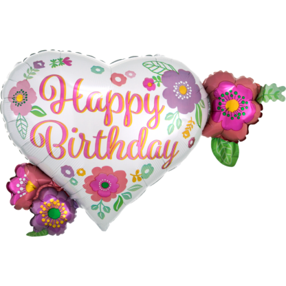 Happy Birthday Floral Print Supershape Balloon - Foil