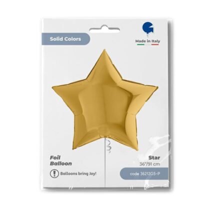 Gold 5 Star Balloon - 36" Foil