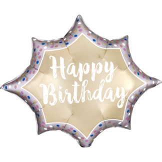 Satin Gold Burst Birthday Supershape Balloon - Foil