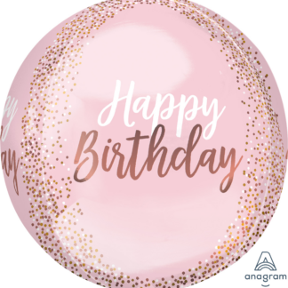 Blush Birthday Orbz Balloon – 15″ x 16″