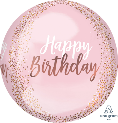 Blush Birthday Orbz Balloon – 15″ x 16″