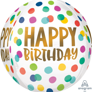 Happy Birthday Dots Orbz Balloon – 15″ x 16″