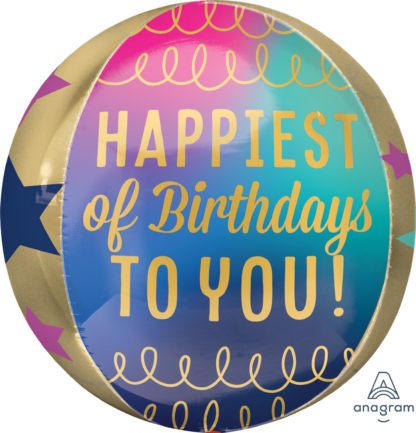 Happiest of Birthdays Stars Orbz Balloon – 15″ x 16″