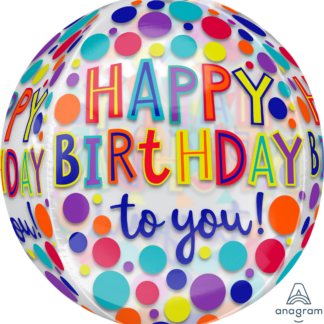 Happy Birthday Jewel Tones Orbz Balloon – 15″ x 16″