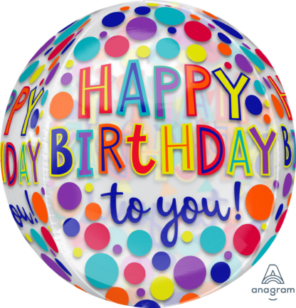 Happy Birthday Jewel Tones Orbz Balloon – 15″ x 16″