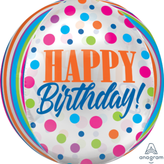Happy Birthday Bright Dots Orbz Balloon – 15″ x 16″