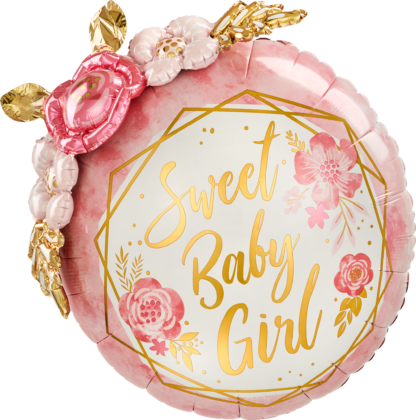 Baby Girl Floral Geo Multi-Balloon Shape - 27" Foil