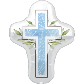 Blue Communion Holy Day Cross Shape Balloon - 28" Foil