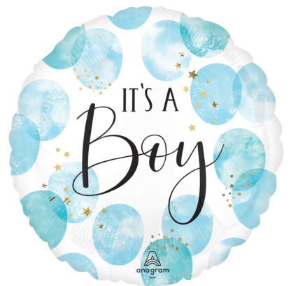 Baby Boy Blue Watercolour Jumbo Shape Balloon - 28" Foil