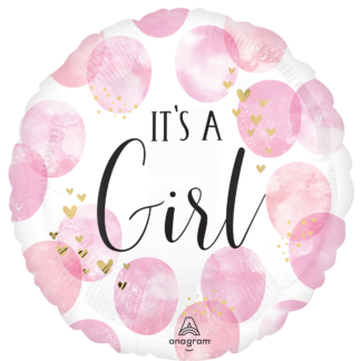 Baby Girl Pink Watercolour Jumbo Shape Balloon - 28" Foil