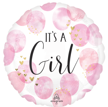 Baby Girl Pink Watercolour Jumbo Shape Balloon - 28" Foil