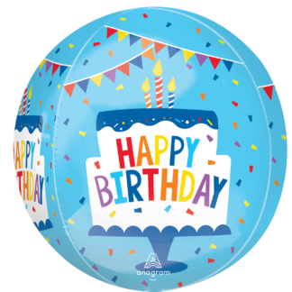 Happy Birthday Tiered Cake Orbz Balloon – 15″ x 16″